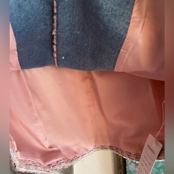 Peekskill Women's denim and tweed-type jacket with gold buttons - Picture 8 of 16